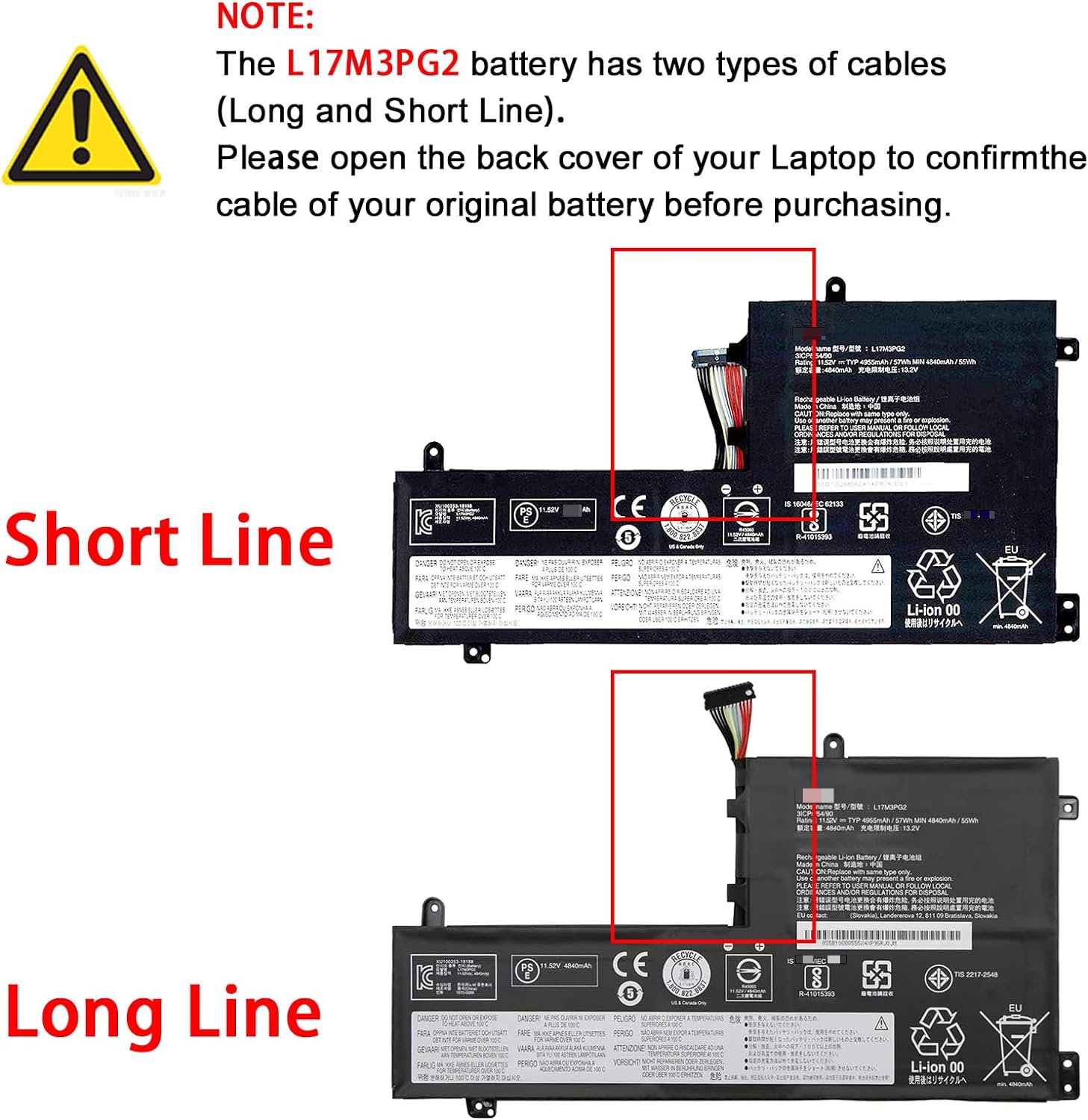מקורי 4955mAh 57Wh Lenovo Legion Y530-15ICH 81FV Long Line סוללה